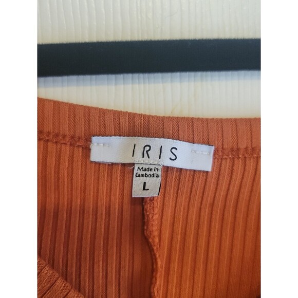 Rust Orange Ribbed Off-Shoulder Bodycon Mini Dress Size Large - Picture 5 of 10